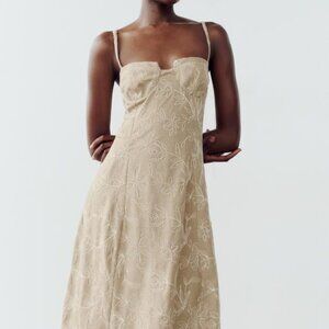 ZARA EMBROIDERED FLORAL MIDI